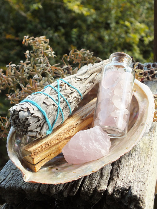 Rose Quartz Emotional Cleansing Smudge Kit
