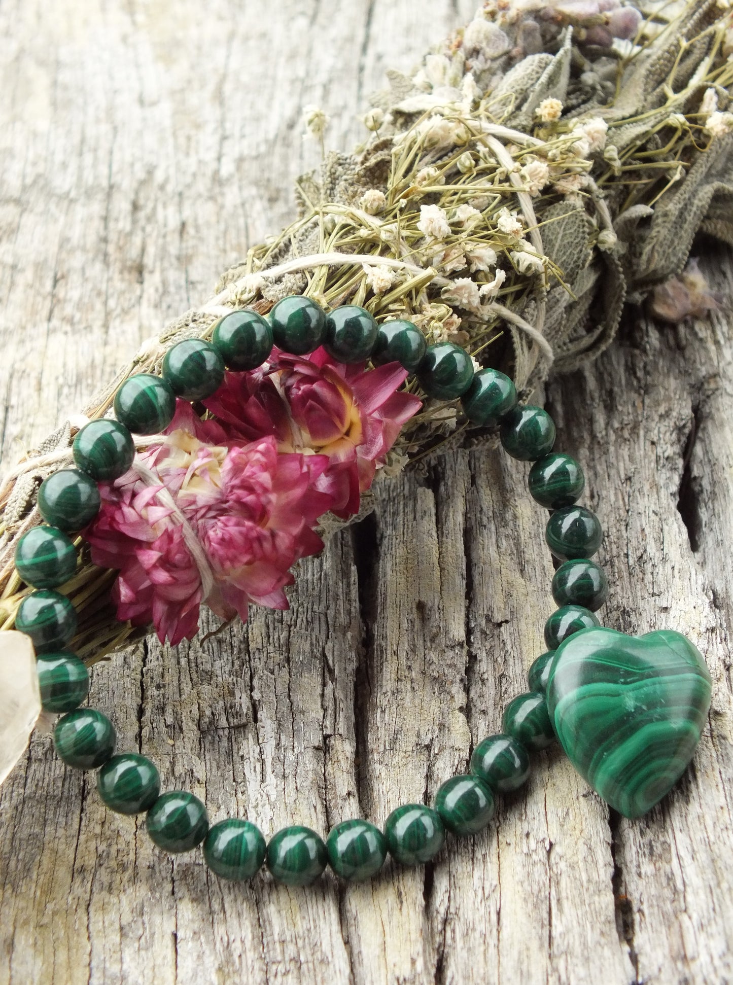 Malachite Bracelet & Heart Set