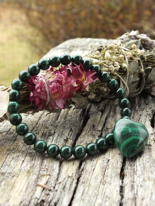 Malachite Bracelet & Heart Set