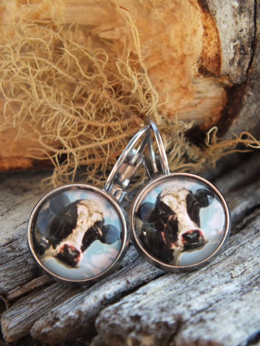 Dairy Cow Cabochon Earrings