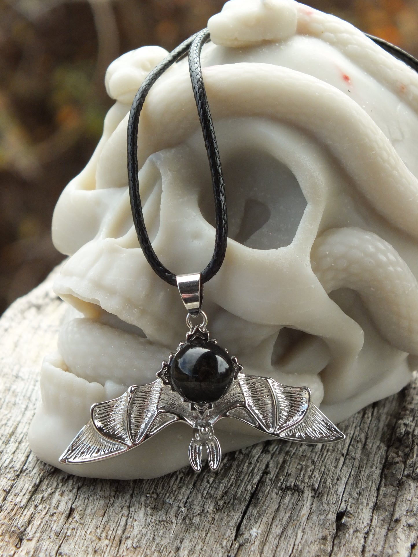 Gold Sheen Obsidian Bead Bat Necklace
