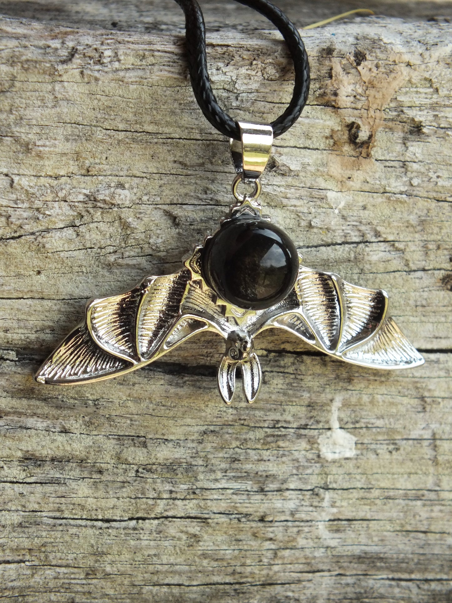 Gold Sheen Obsidian Bead Bat Necklace
