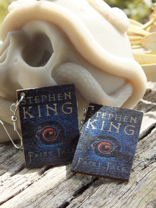 Stephen King's Fairy Tale Wooden Book Cover Earrings