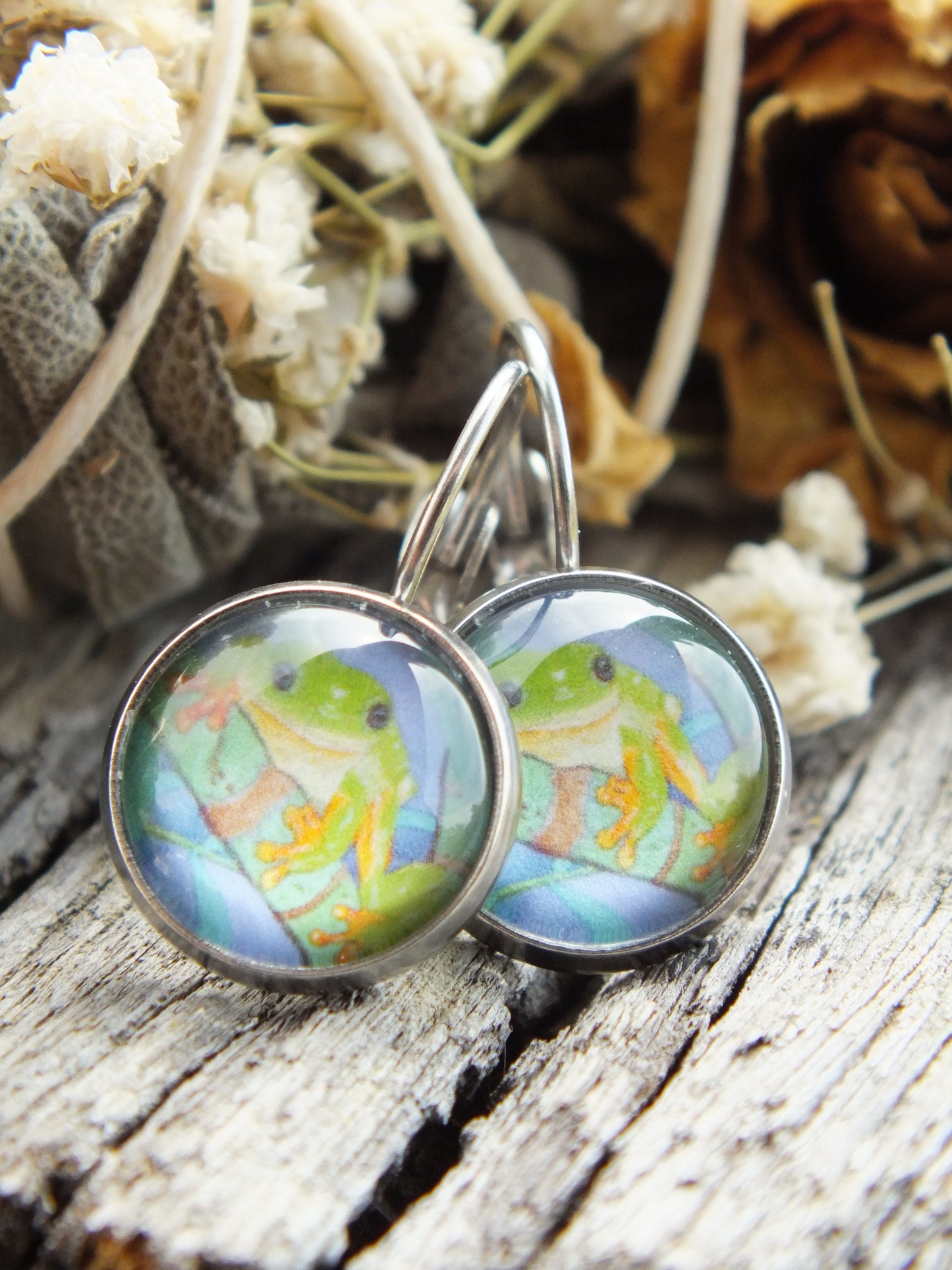 Frog Cabochon Earrings