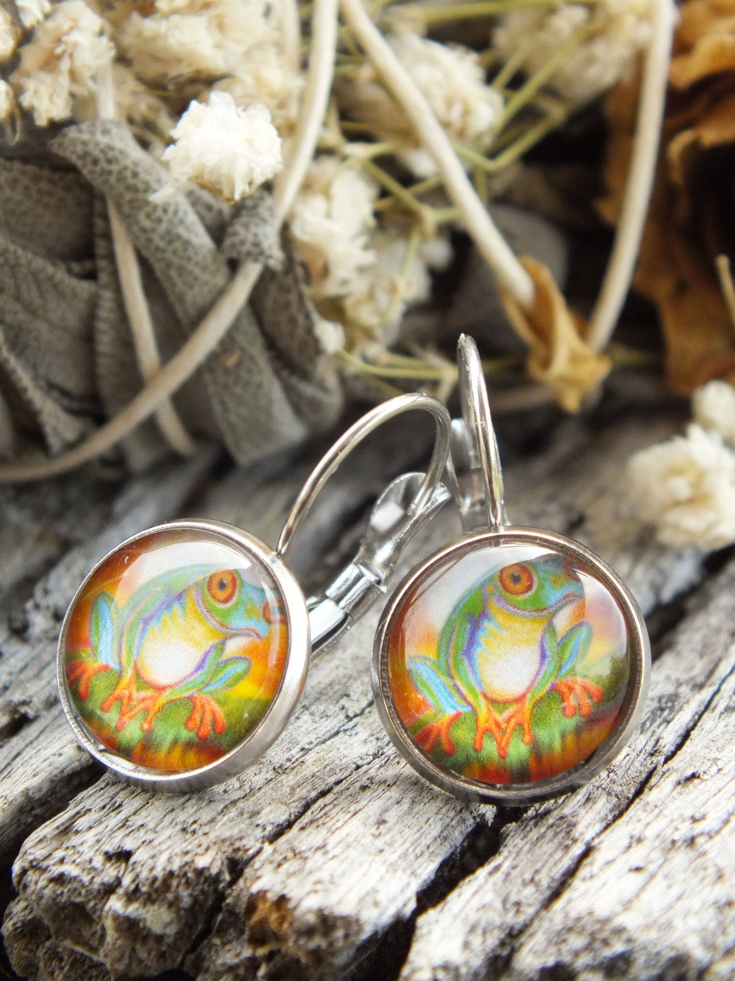 Frog Cabochon Earrings