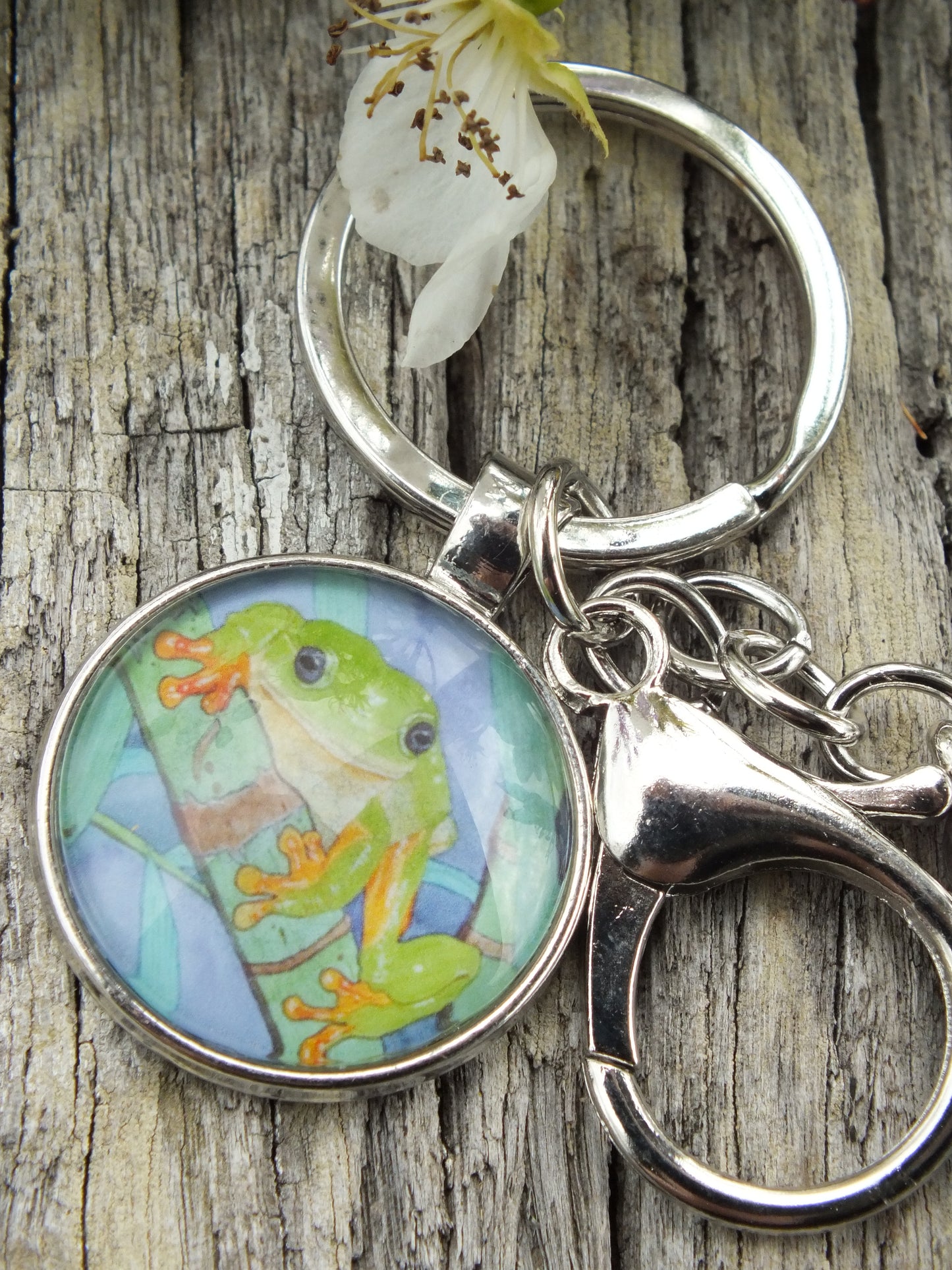 Frog Cabochon Keyring With Tassel