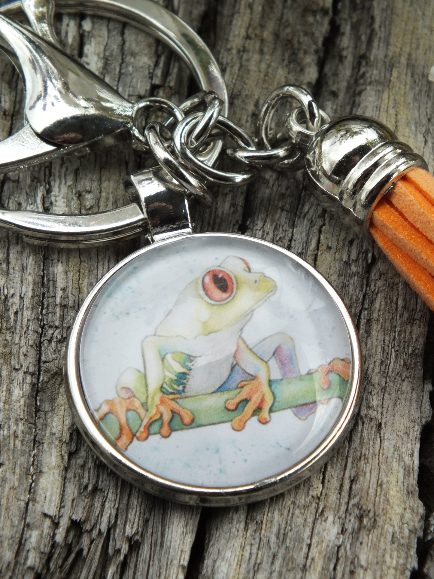Frog Cabochon Keyring With Tassel