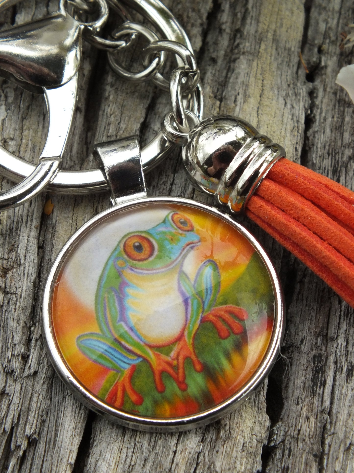 Frog Cabochon Keyring With Tassel