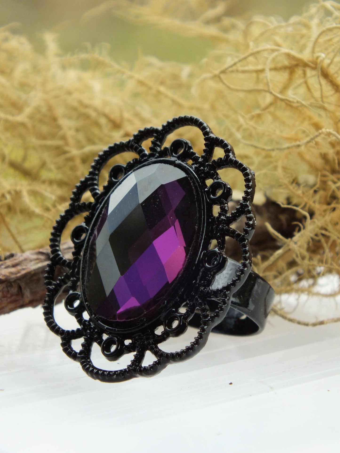 Plum Purple Gothic Costume Ring