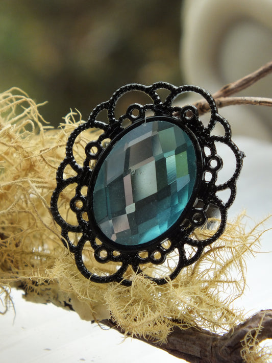 Sky Blue Gothic Costume Ring