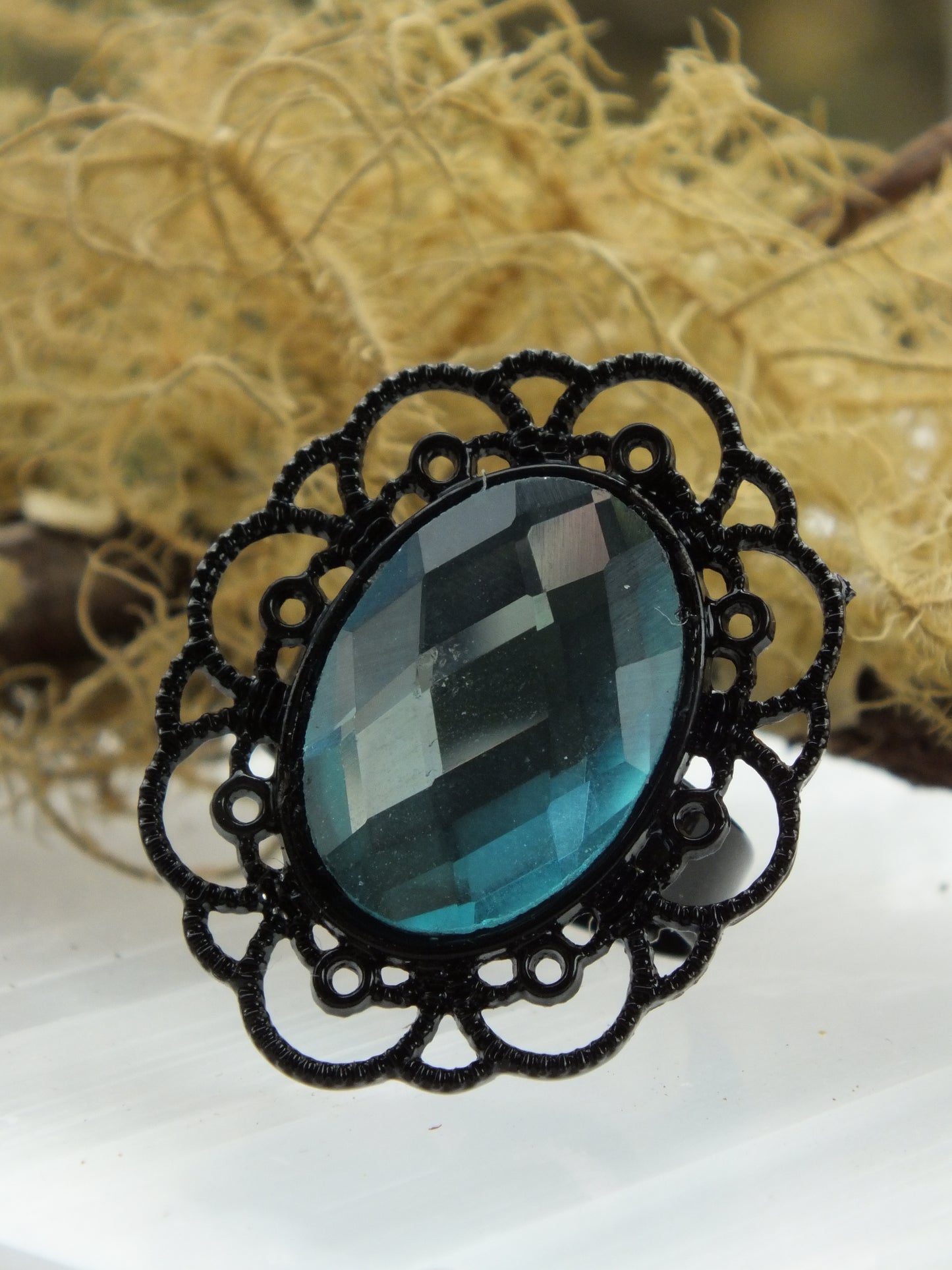 Sky Blue Gothic Costume Ring