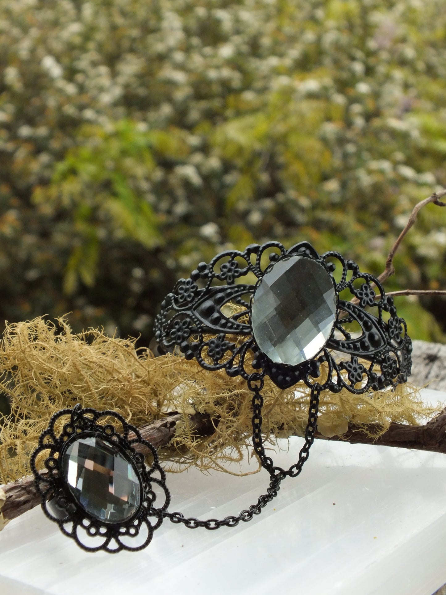 Crystal Clear Gothic Slave Bracelet