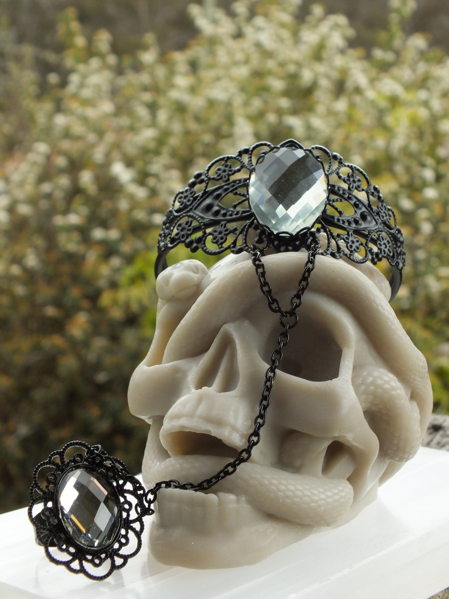 Crystal Clear Gothic Slave Bracelet