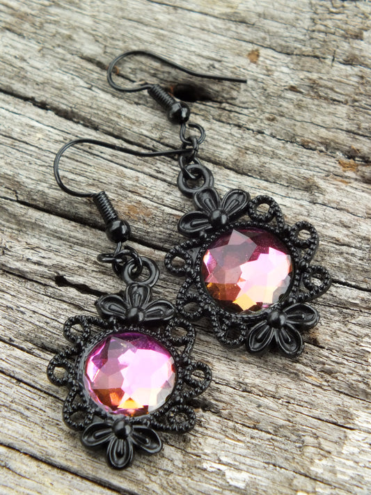Gothic Costume Earrings Champagne Pink