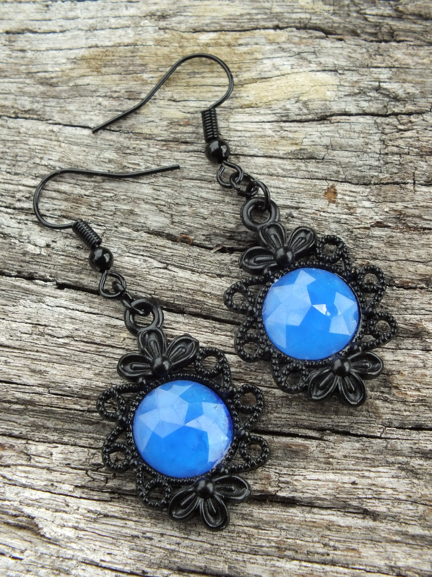 Gothic Costume Earrings Frosted Blue