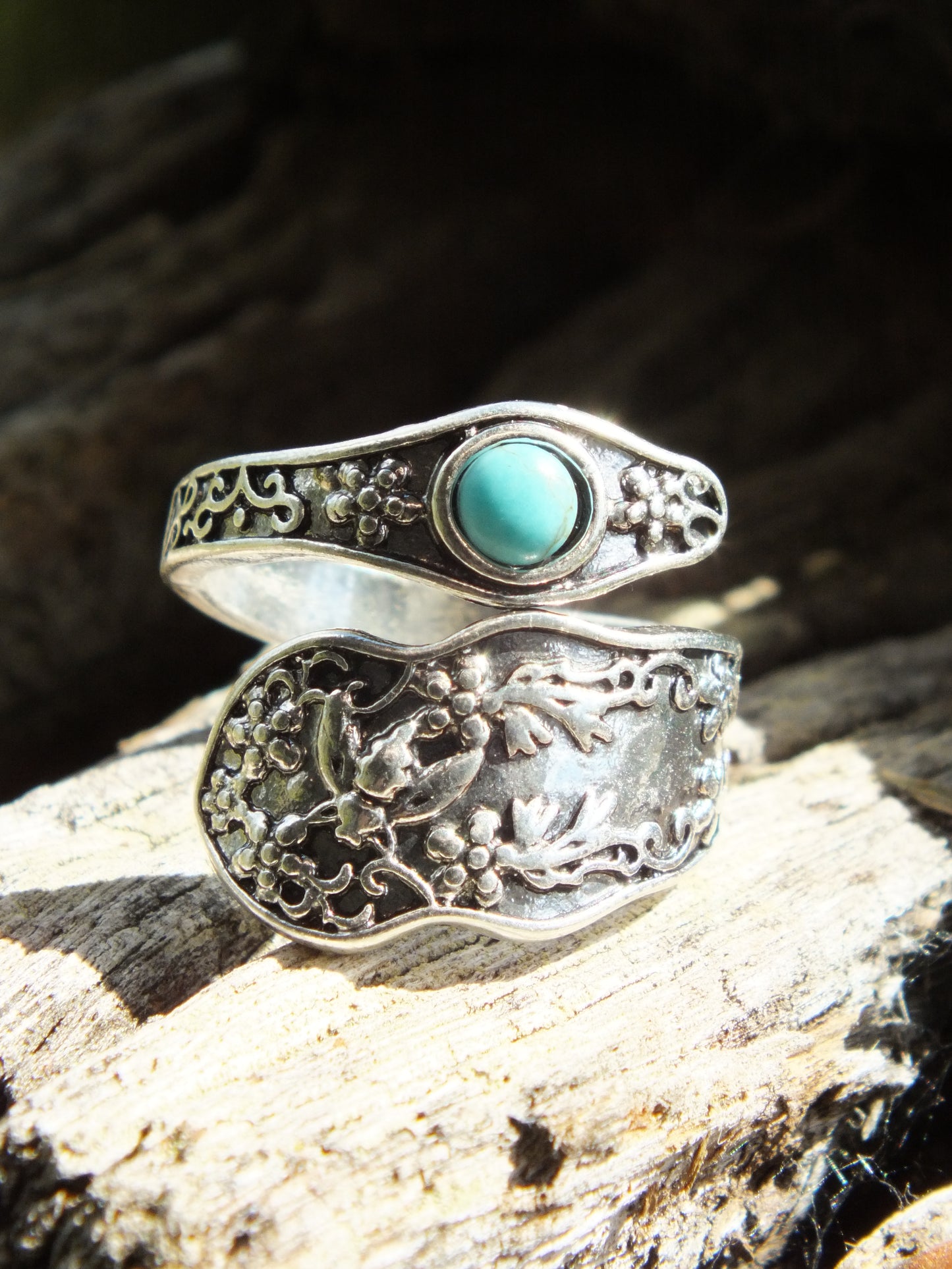 Synthetic Turquoise Spoon Ring