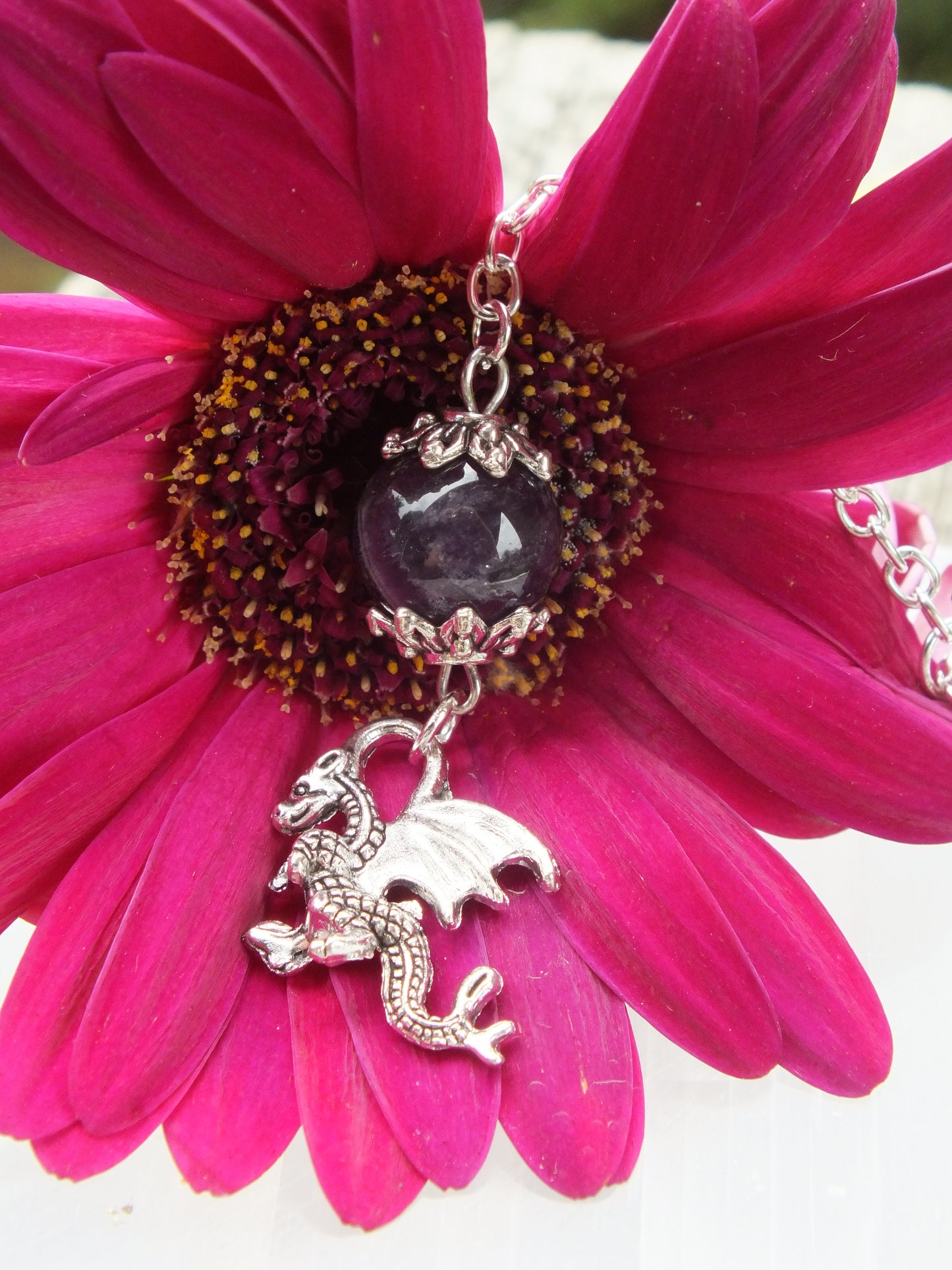 Metal Dragon Bookmark - Amethyst