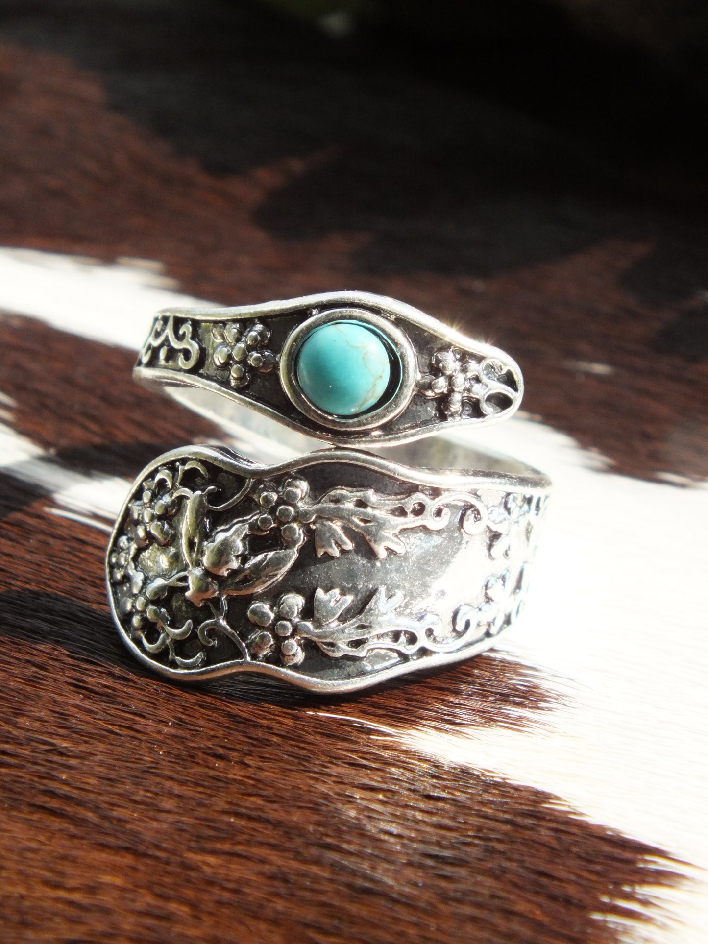 Synthetic Turquoise Spoon Ring