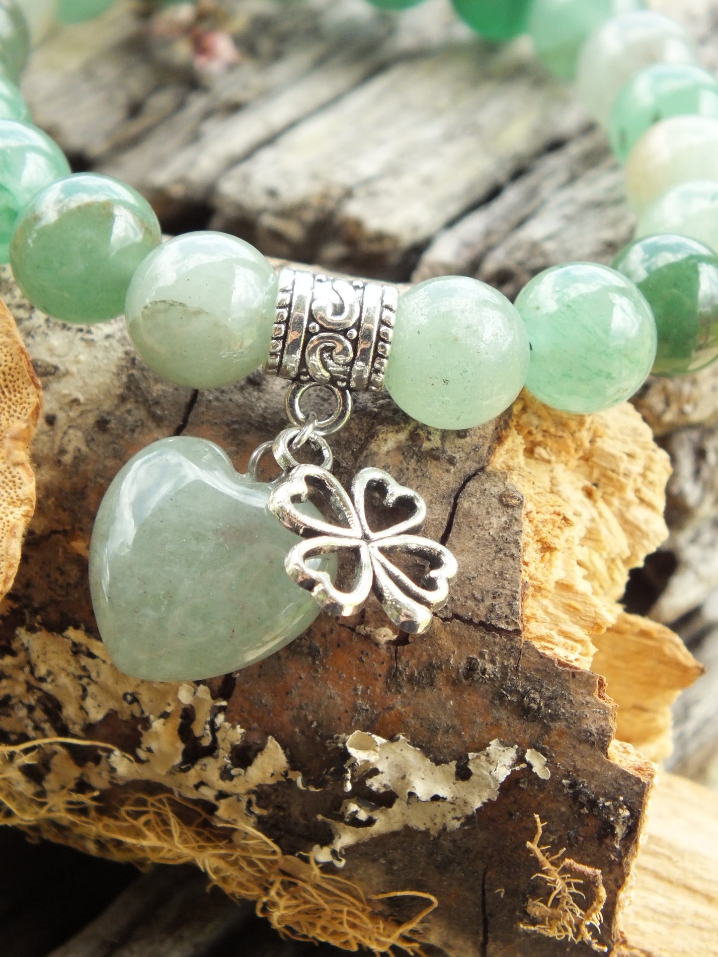 Good Luck Four Leaf Clover & Green Aventurine Bracelet
