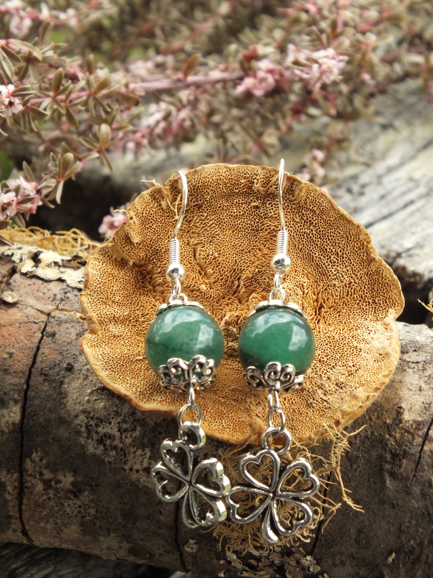 Good Luck Four Leaf Clover & Green Aventurine Earrings