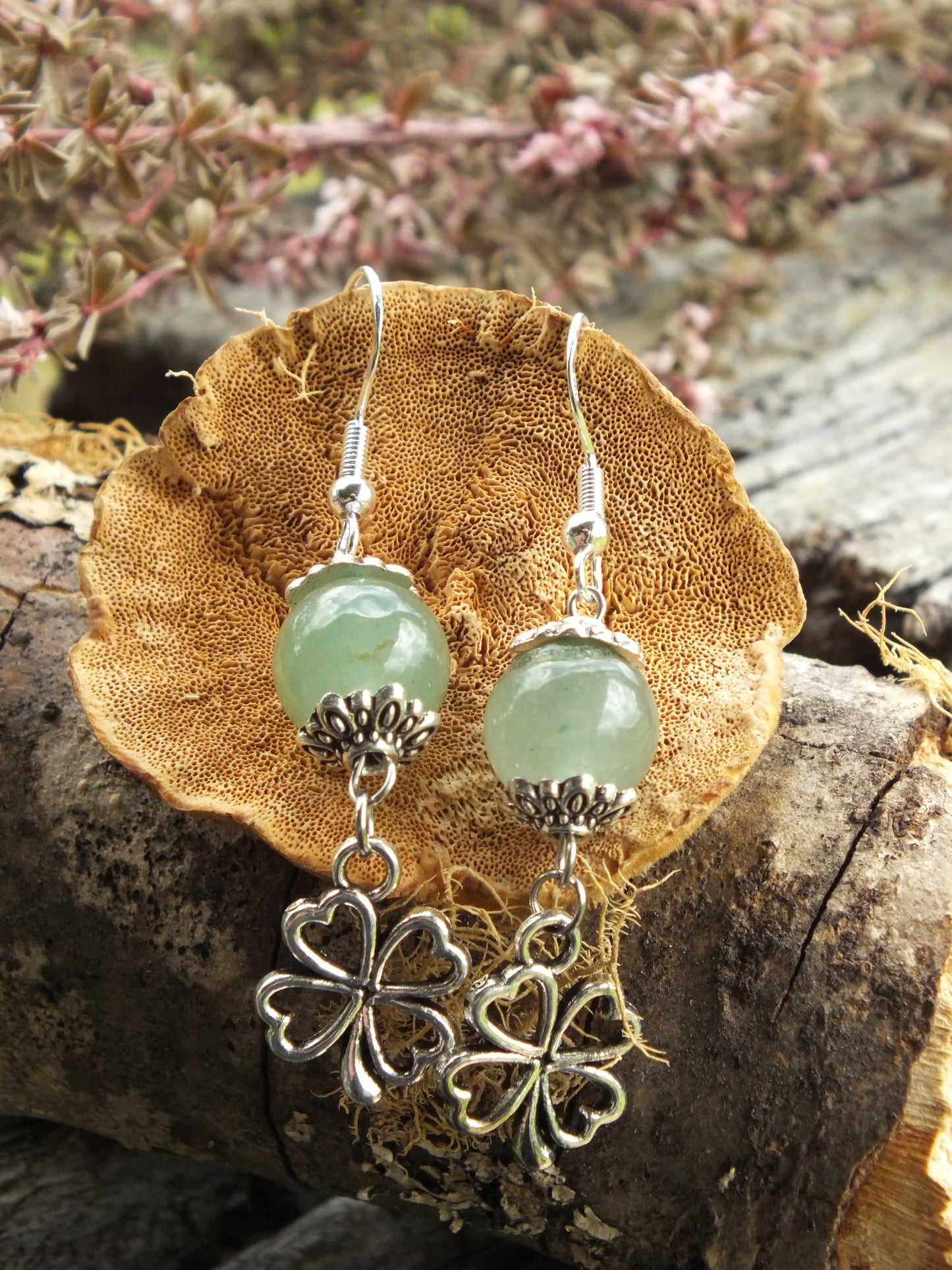 Good Luck Four Leaf Clover & Green Aventurine Earrings