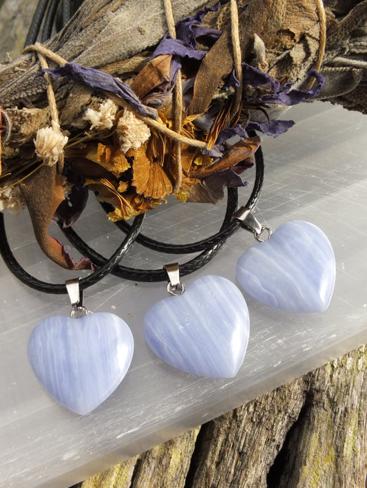 Blue Agate Heart Necklace