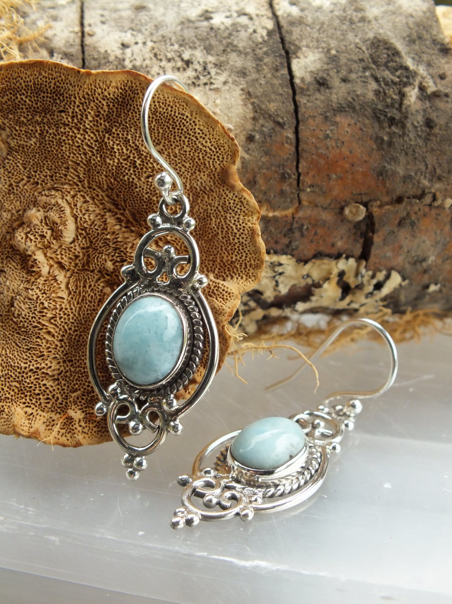 Sterling Silver Larimar Earrings