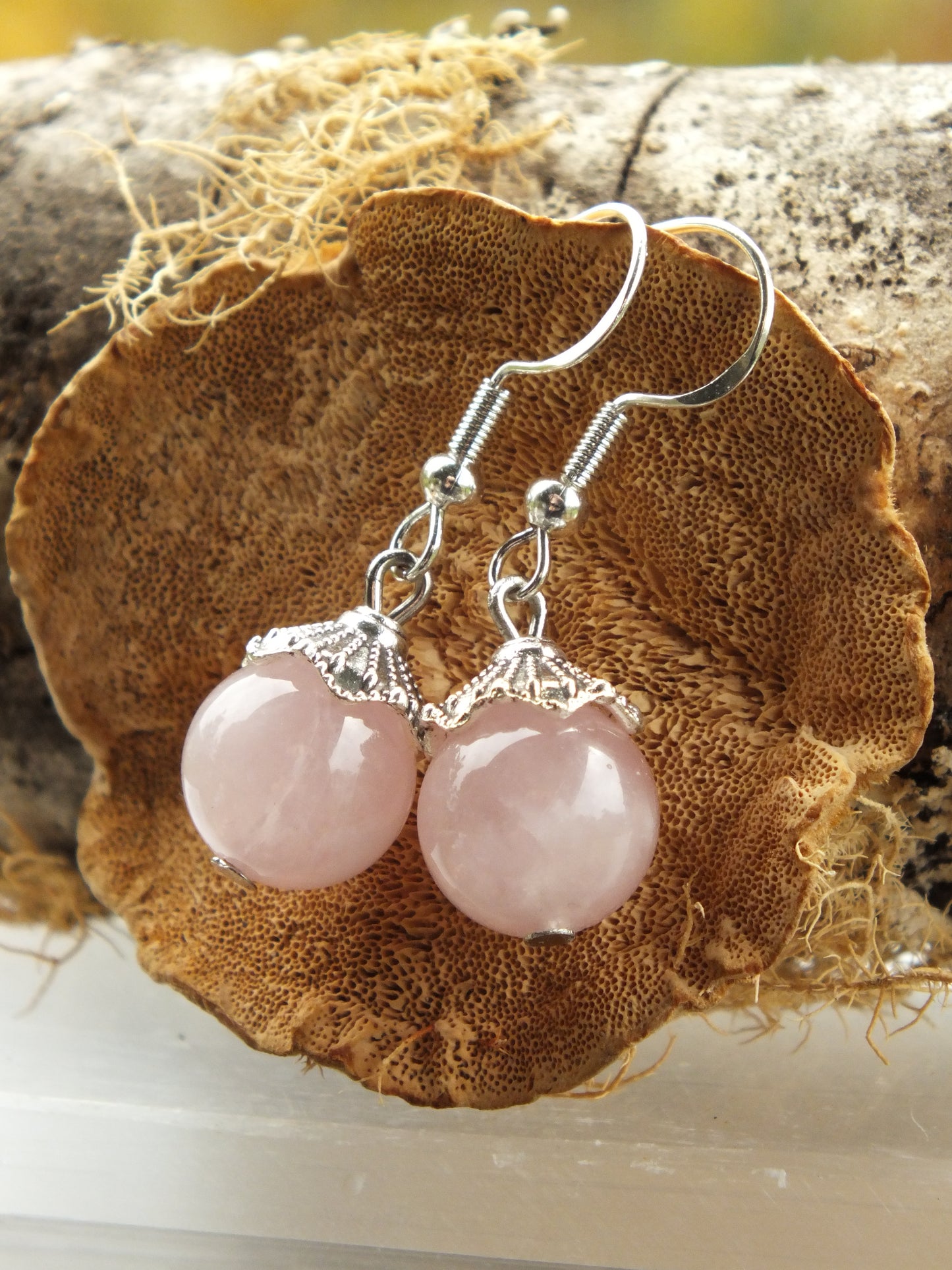 Rose Quartz Simple Earrings