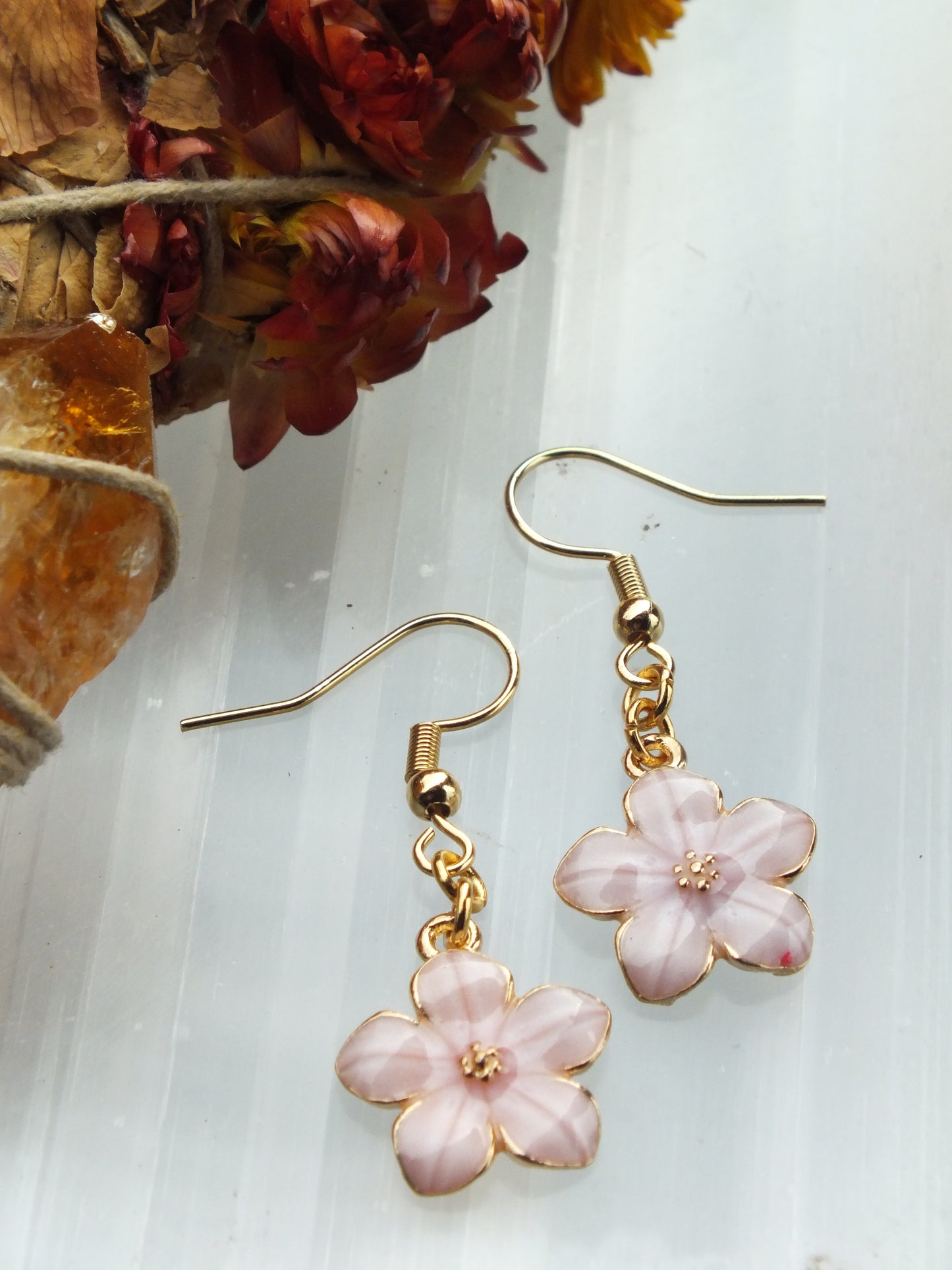 Pink Enamel Earrings