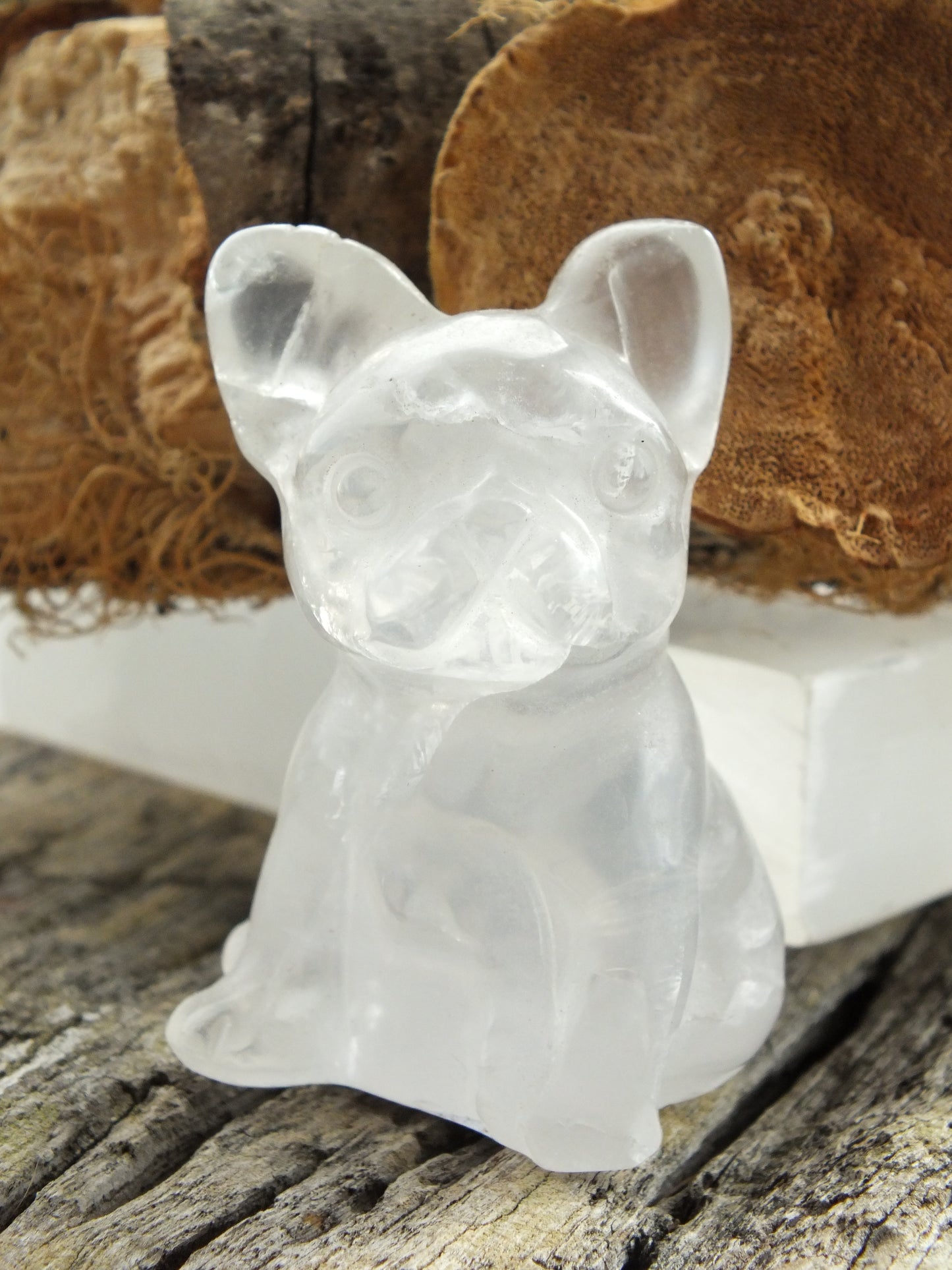 Clear Quartz French Bulldog Carving
