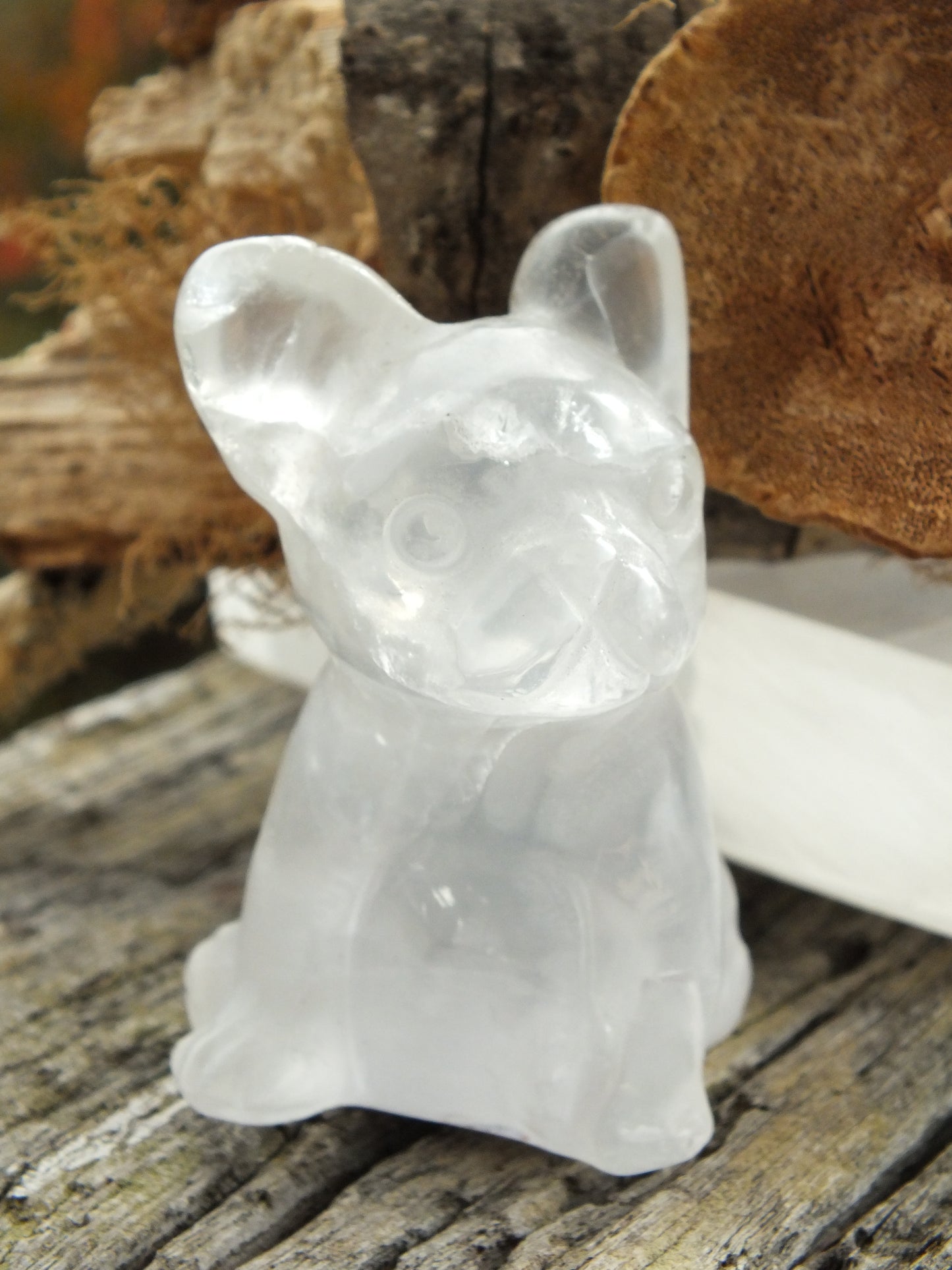 Clear Quartz French Bulldog Carving