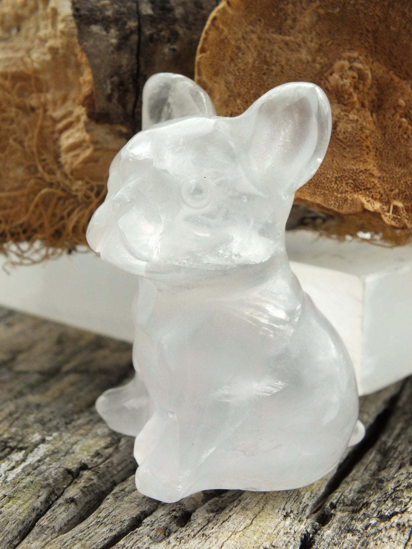 Clear Quartz French Bulldog Carving