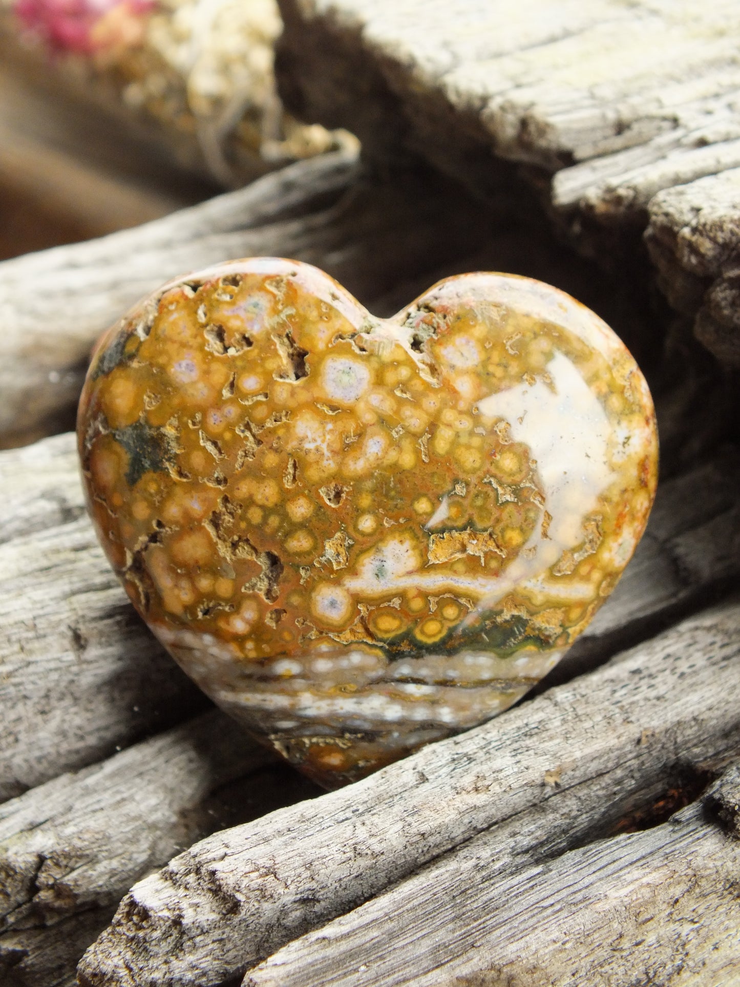 Ocean Jasper Carved Crystal Heart