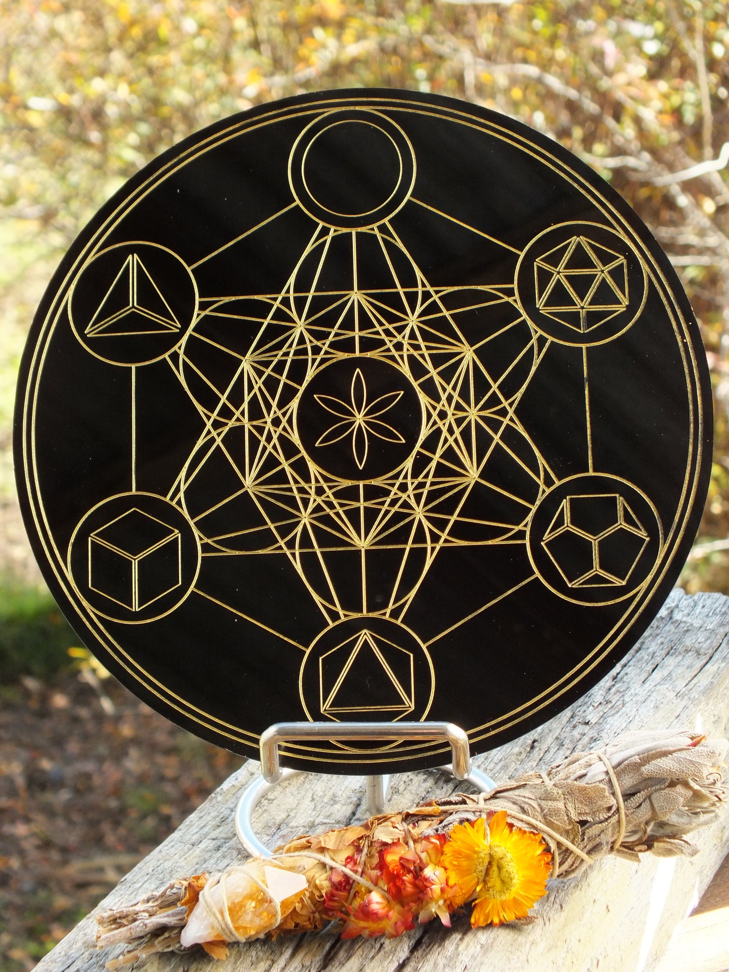 Black Acrylic Crystal Grid - Metatron's Cube