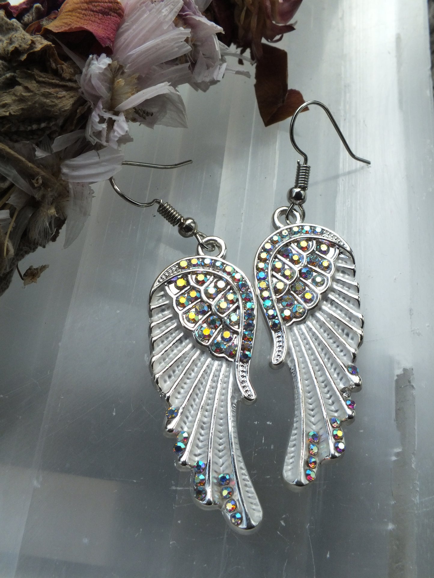 White Angel Wing Earrings