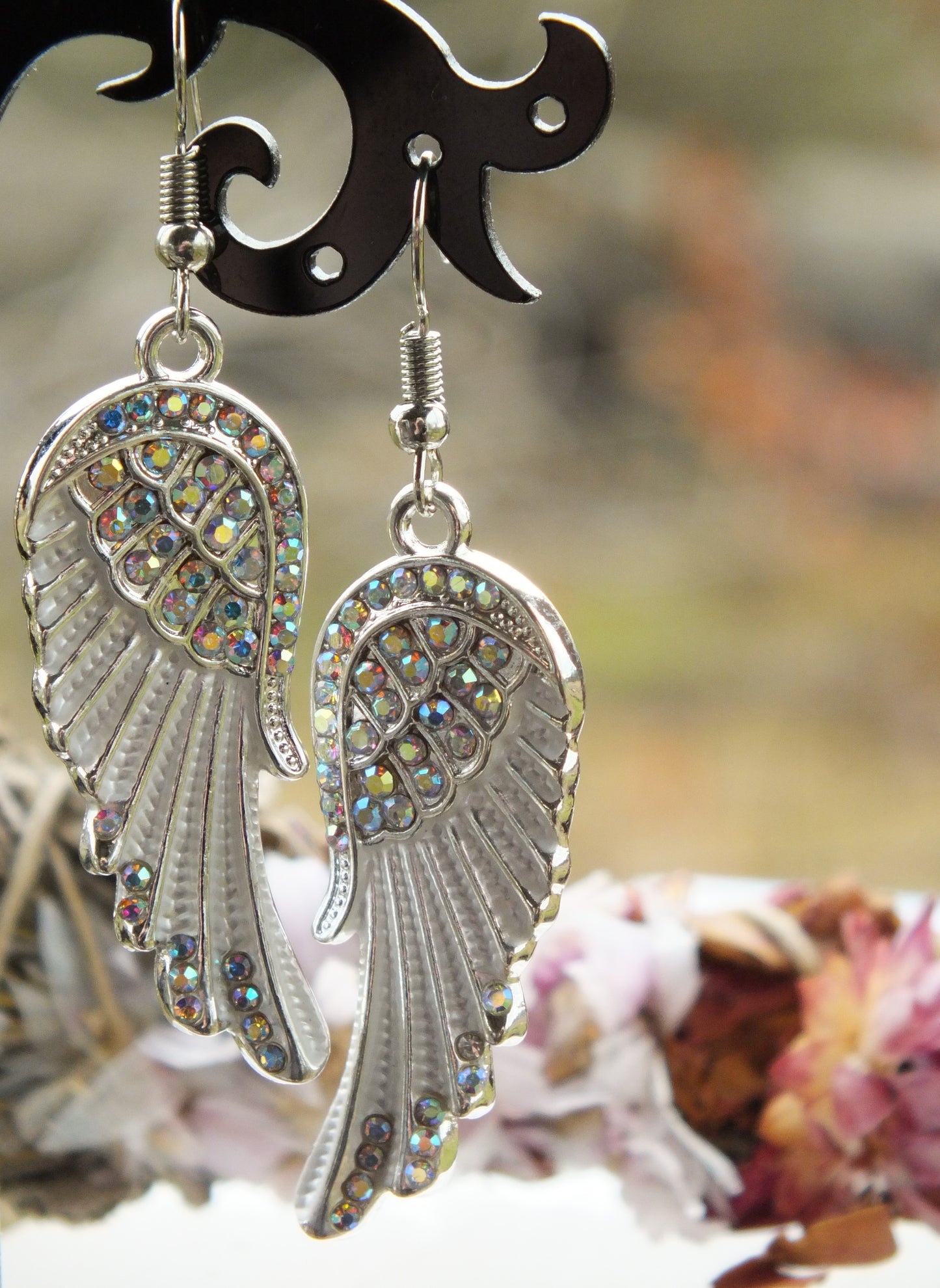 White Angel Wing Earrings