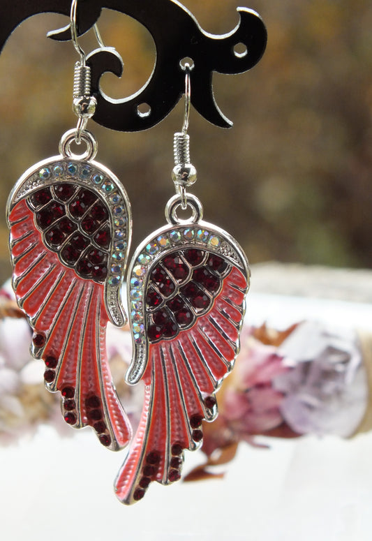 Pink Angel Wing Earrings