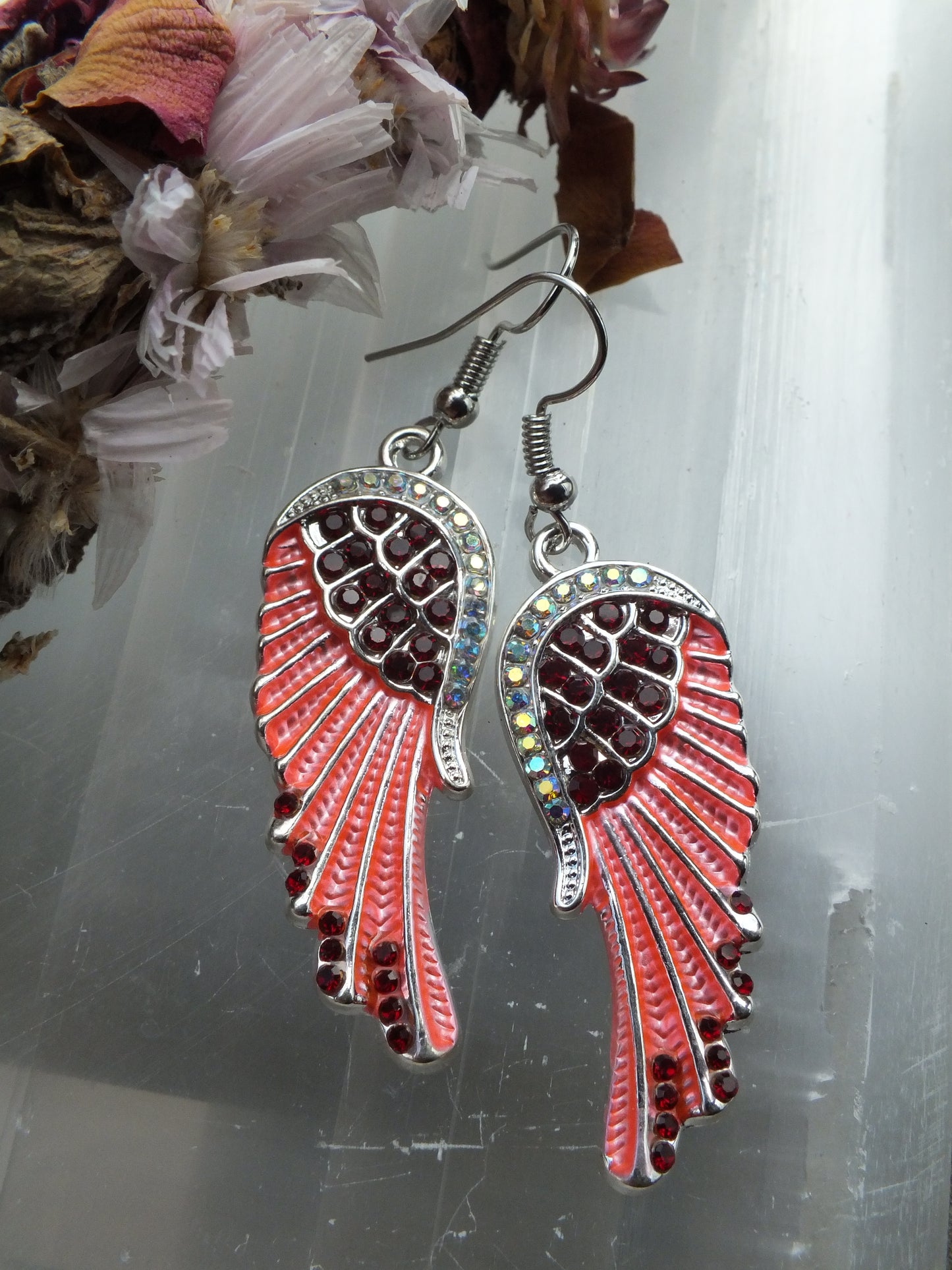 Pink Angel Wing Earrings