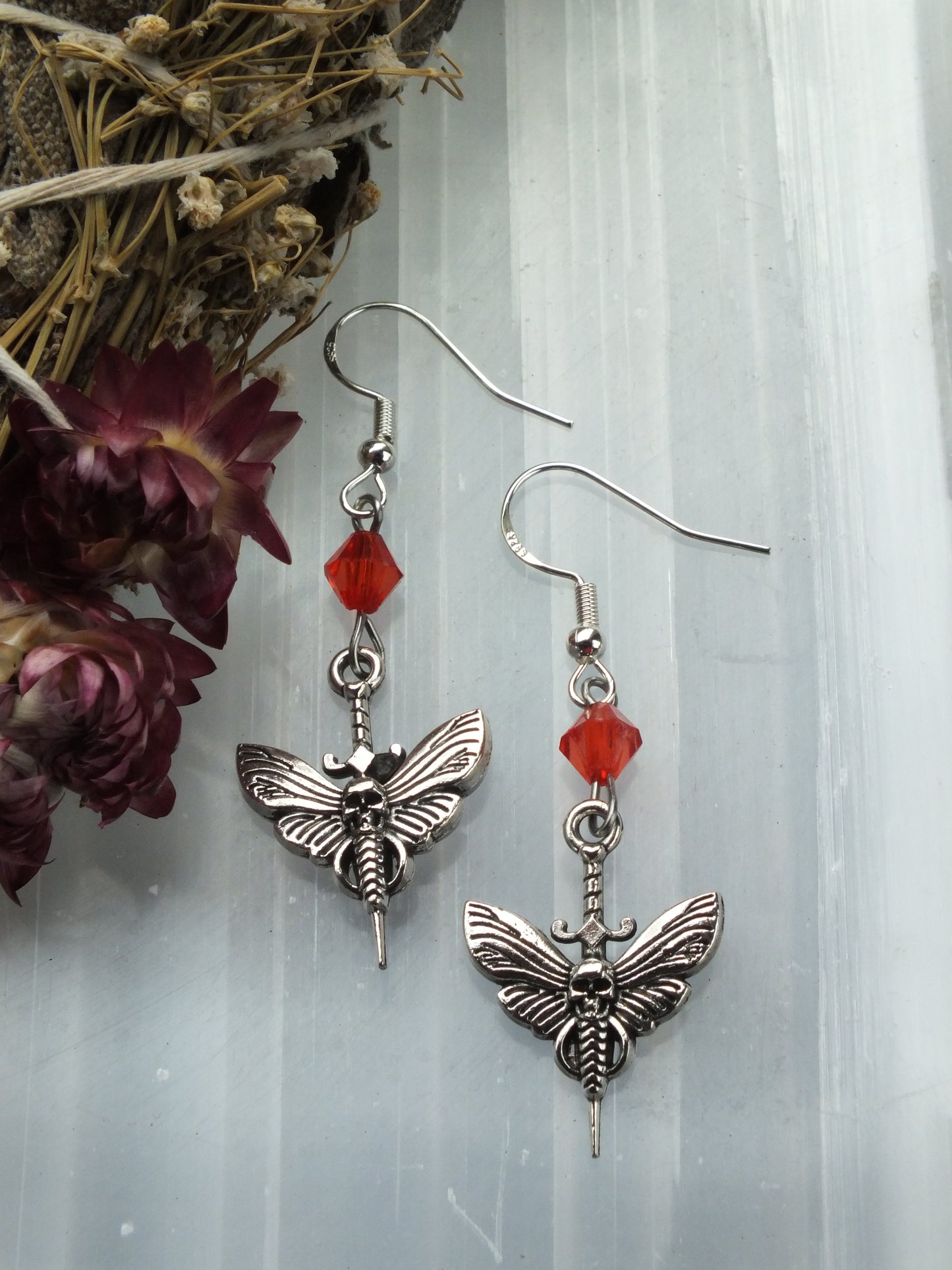 Death Head Hawk Moth Earrings (Red)
