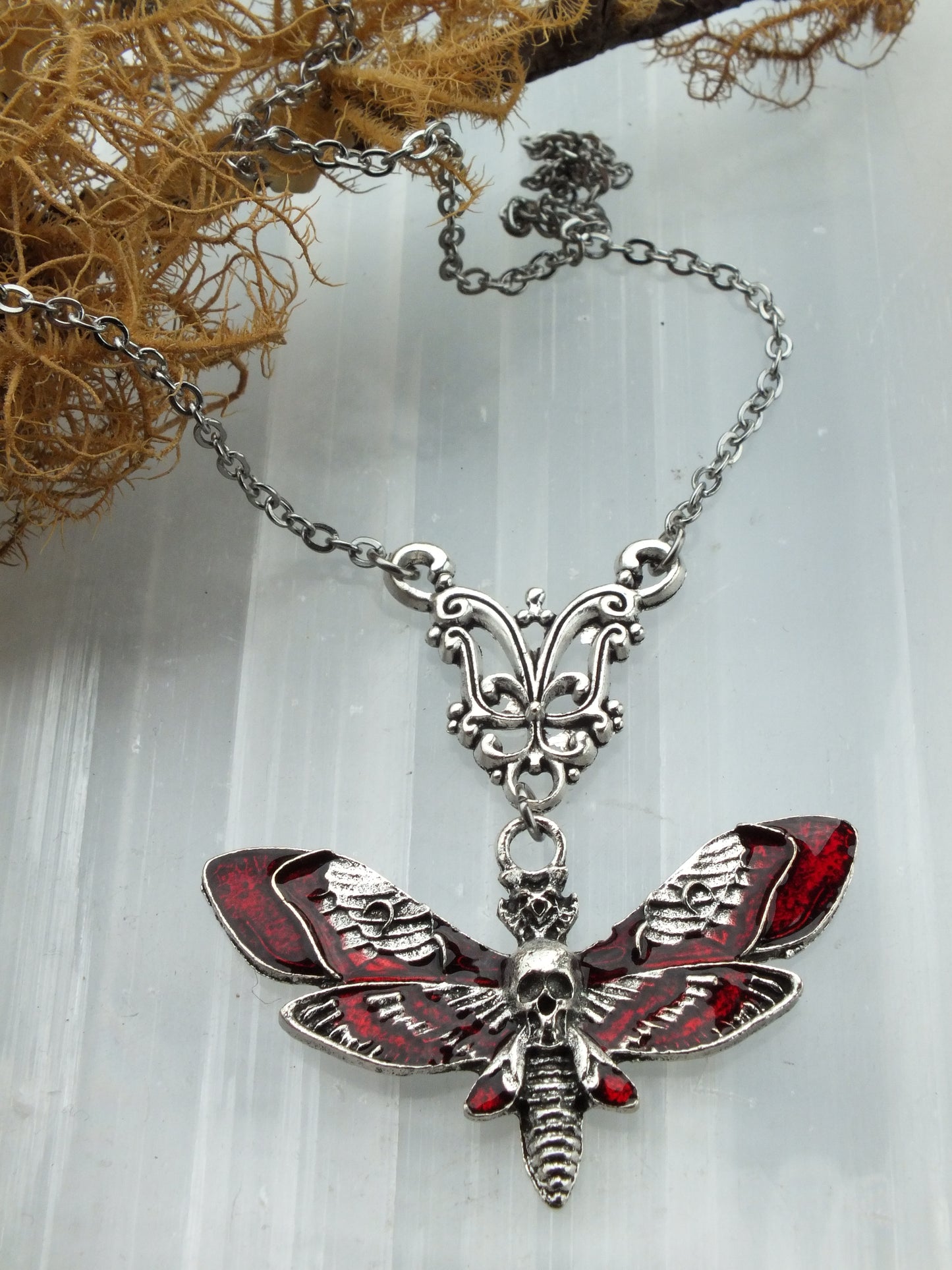 Red Death's Head Hawk Moth Necklace