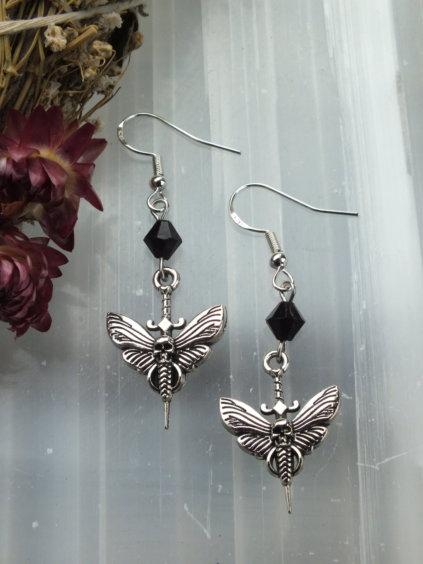 Death Head Hawk Moth Earrings (Black)