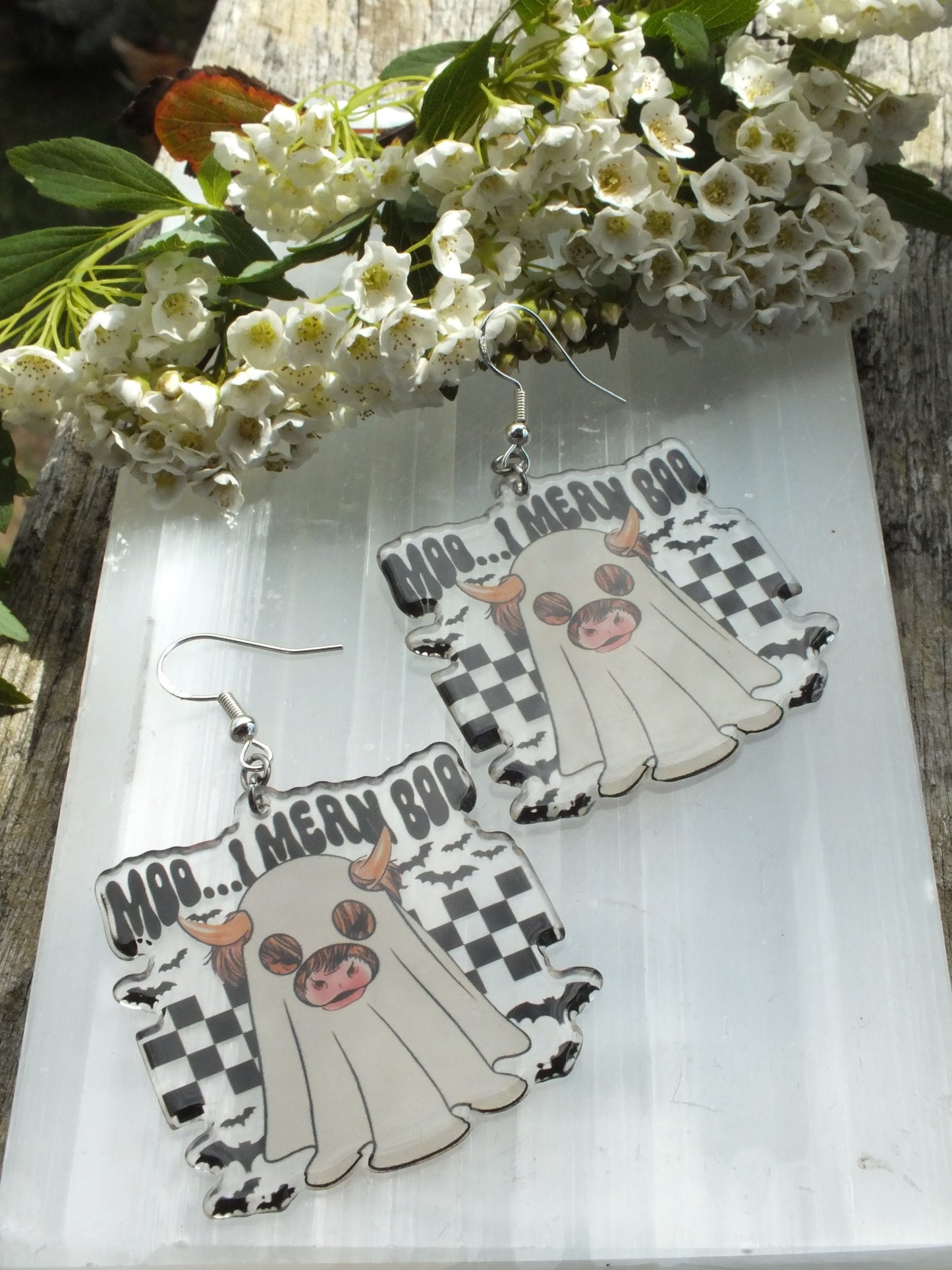 Highland Cow Ghost Earrings