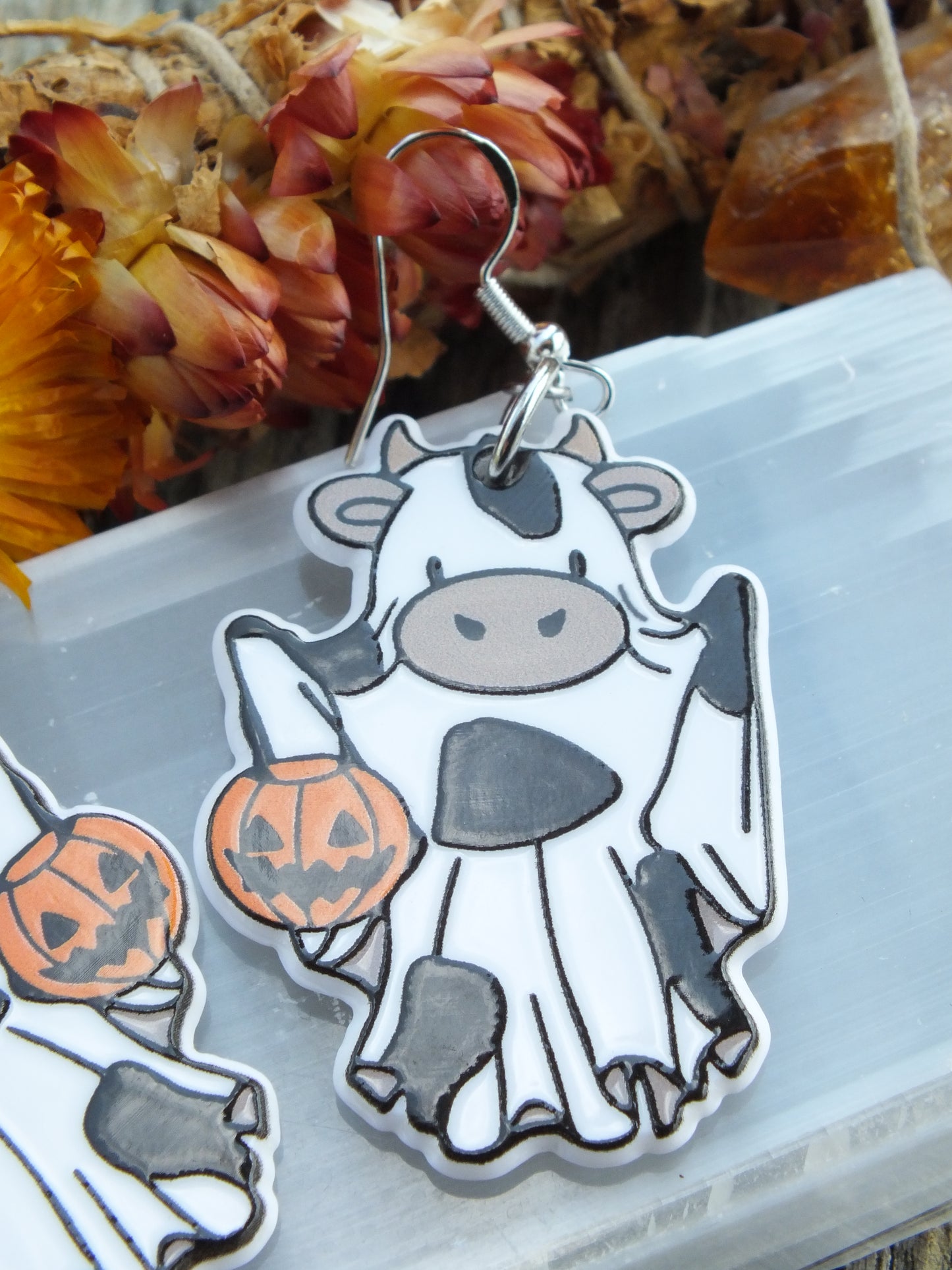 Cow in Ghost Costume Earrings