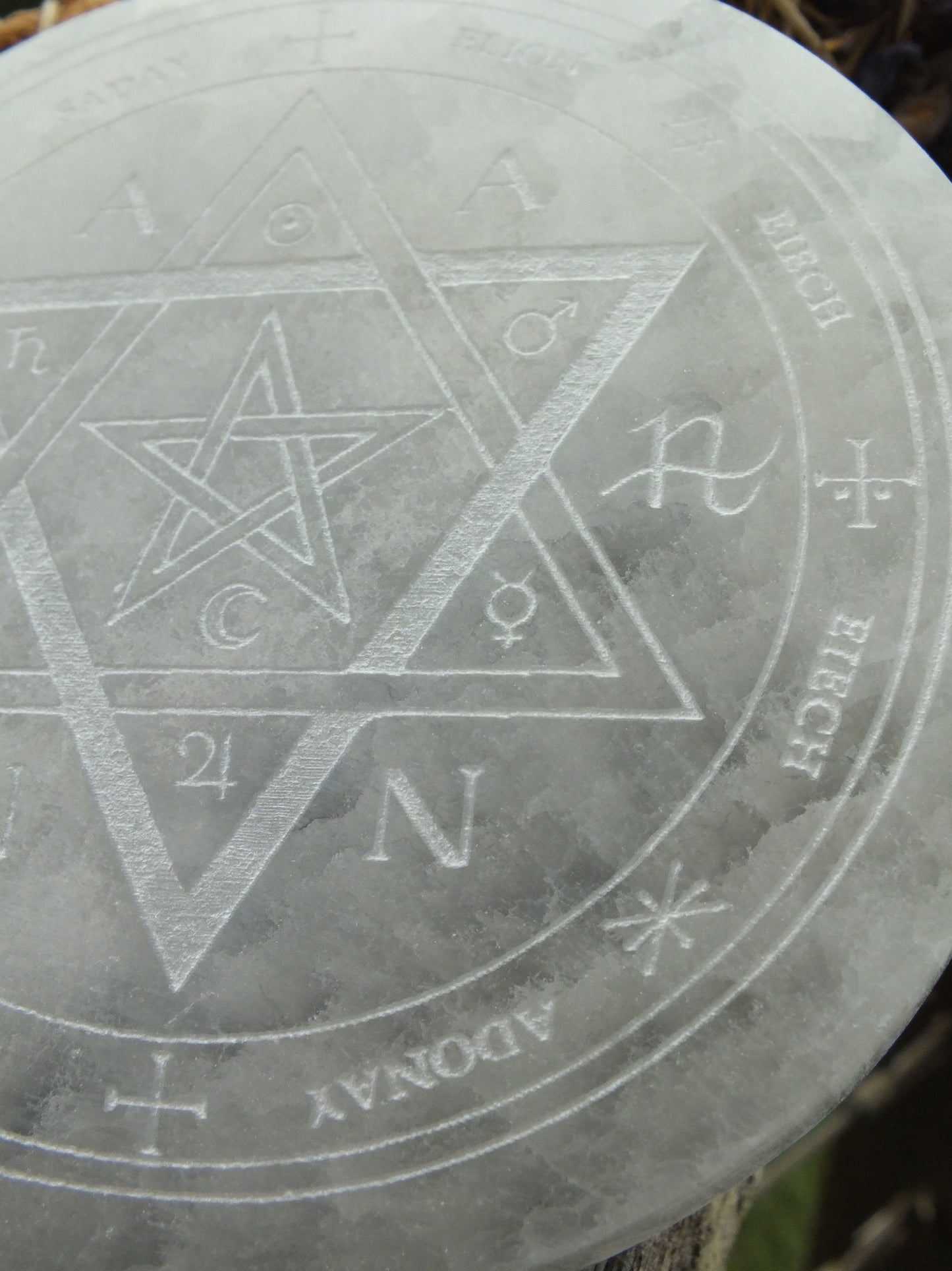 Selenite Hexagram Astrology Charging Plate