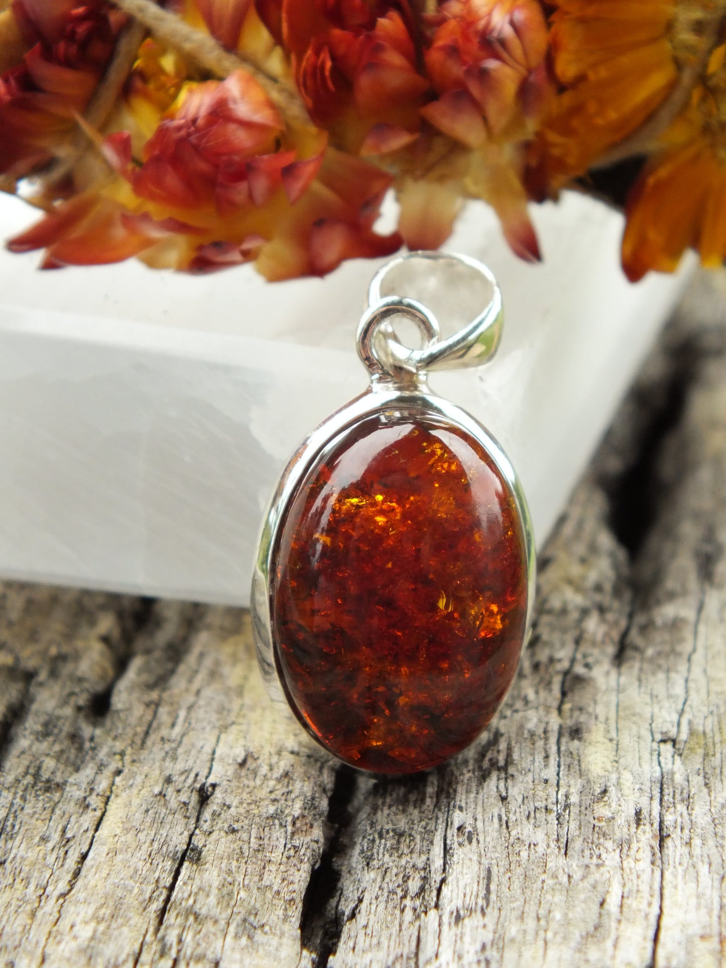 Sterling Silver Amber Pendant