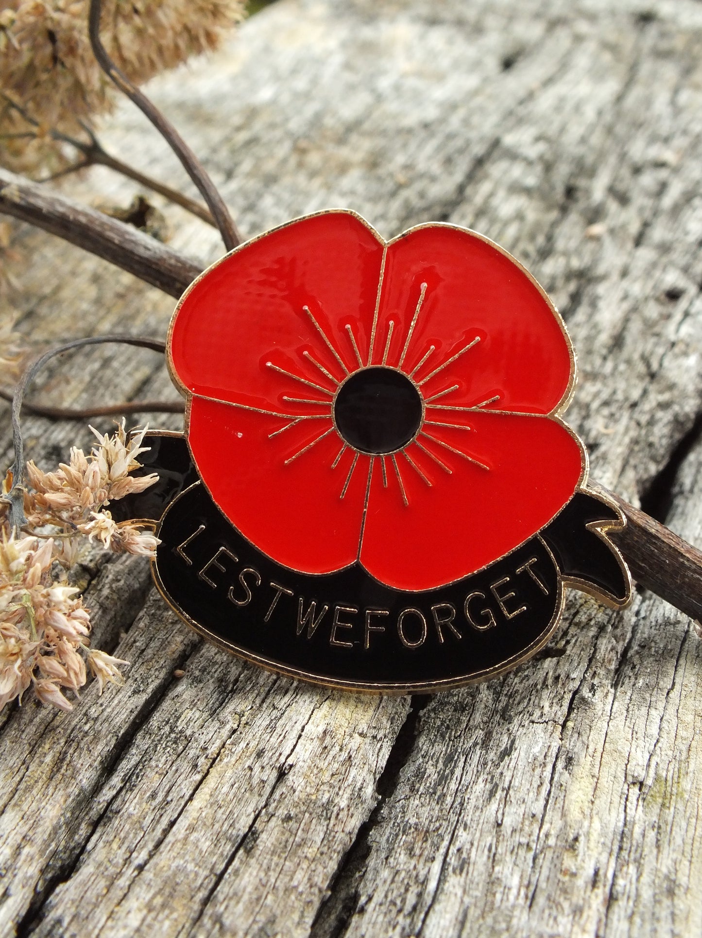Red Poppy Lest We Forget Brooch