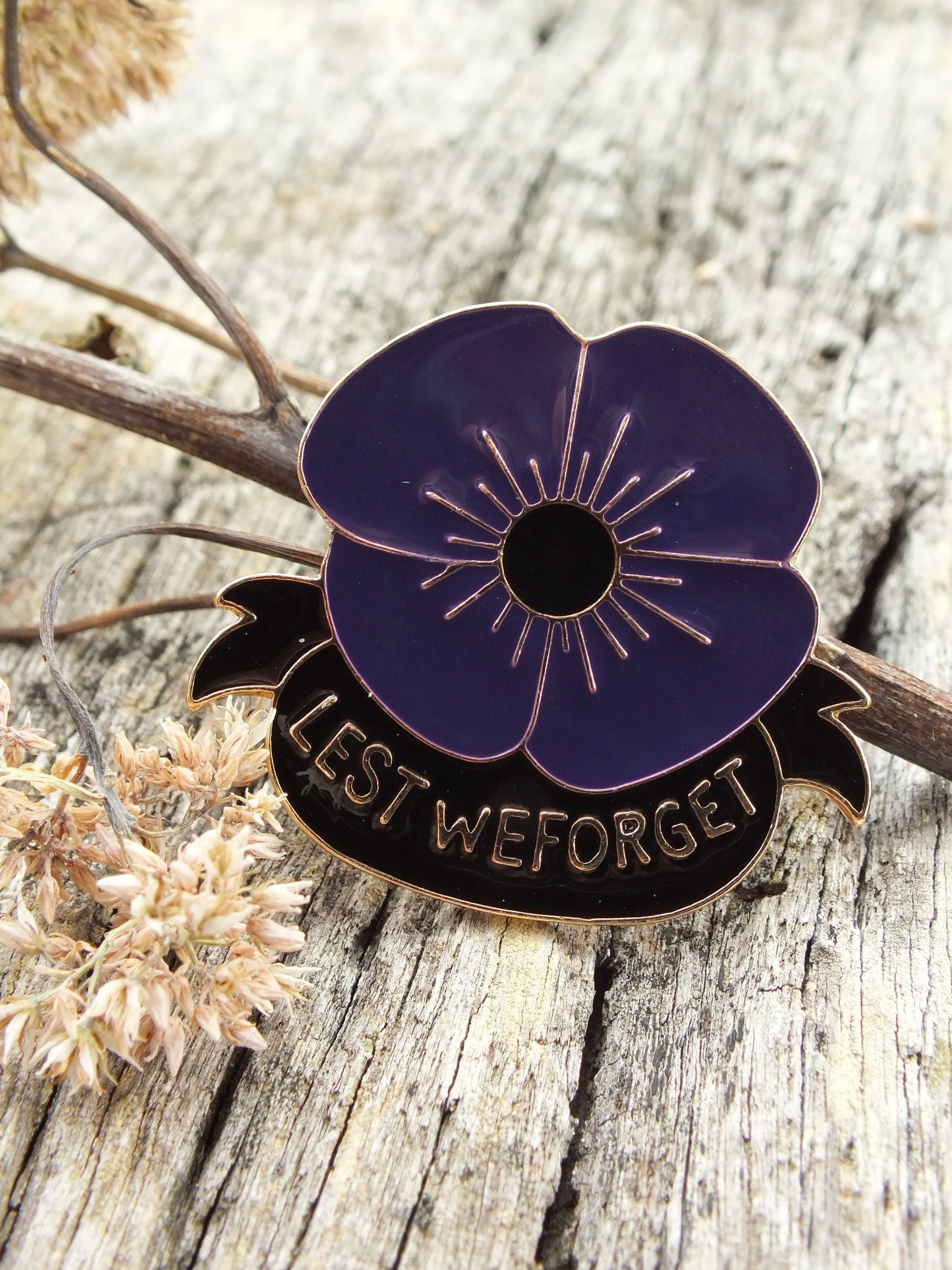 Purple Poppy Lest We Forget Brooch