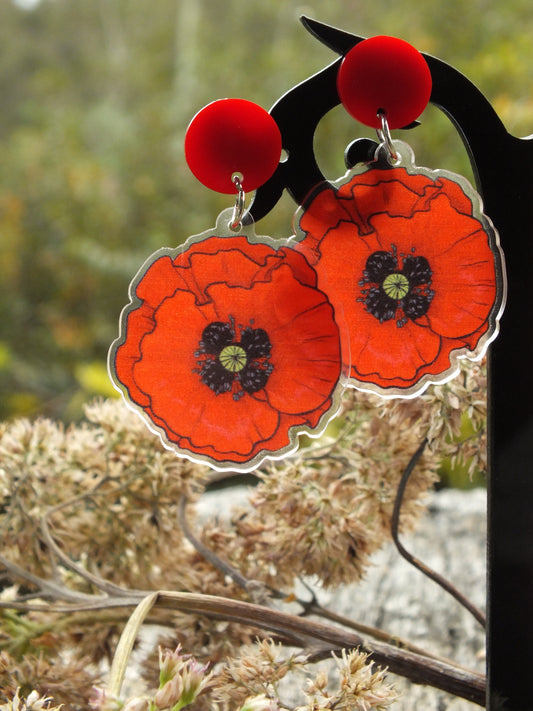 Resin Poppy Earrings