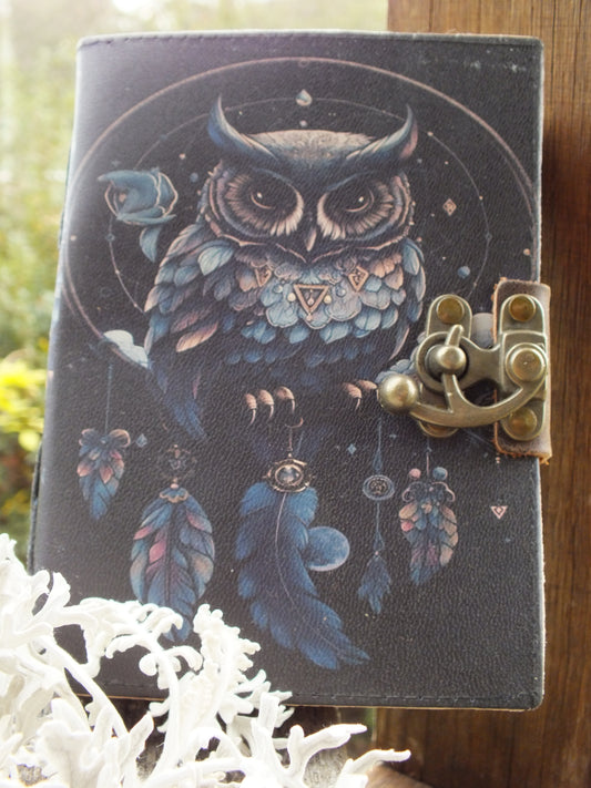 Owl Design Printed Leather Journal