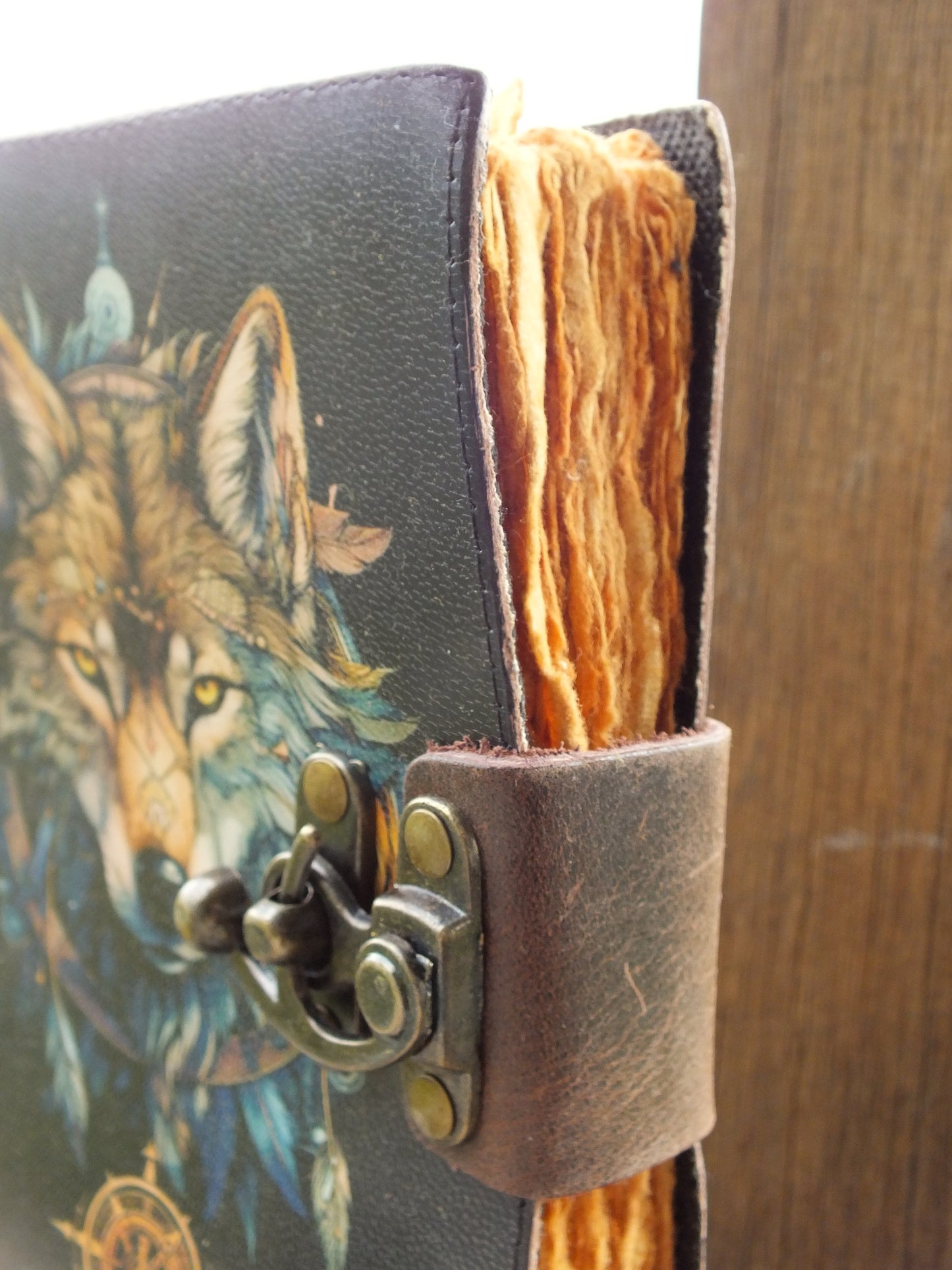 Wolf Design Printed Leather Journal